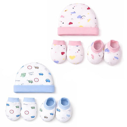 Baby Cotton Gloves, Cap & Mittens Combo Set