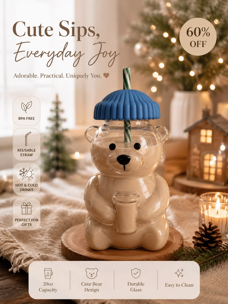 Teddy Bear Glass Cup